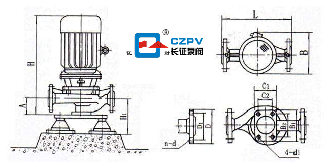 立式管道離心泵的安裝圖